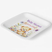 Teddybeer in Bloemen Meisjes Baby shower Papieren Bordje (Gebogen)