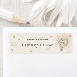 Teddybeer in de heteluchtballonnen genderneutraal etiket