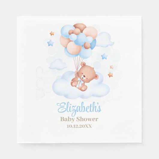 Teddybeer in de Sky Baby shower servetten (Voorkant)