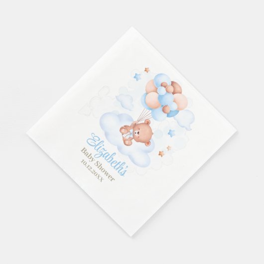 Teddybeer in de Sky Baby shower servetten (Hoek)
