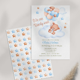 Teddybeer in de Sky Baby shower Uitnodiging
