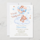Teddybeer in de Sky Baby shower Uitnodiging (Voorkant)