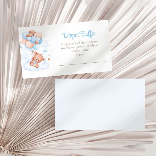 Teddybeer in de Sky Diaper Raffle Enclosure Kaart