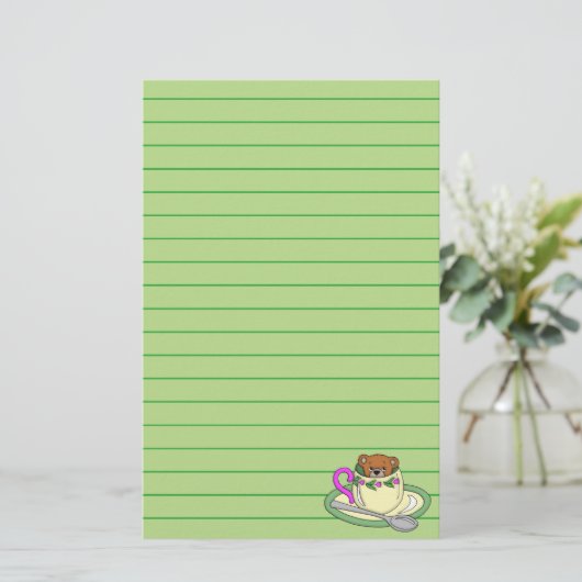 Teddybeer in de Tea Cup Briefpapier (Staand voorkant)
