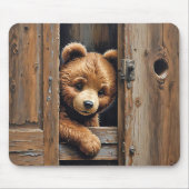 Teddybeer in deuropening muismat (Voorkant)