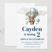 Teddybeer in een ballon feest uitnodiging (Voorkant / Achterkant)