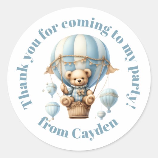 Teddybeer in een ballon ronde sticker (Voorkant)