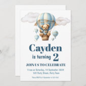 Teddybeer in een ballonfeest uitnodiging (Voorkant / Achterkant)