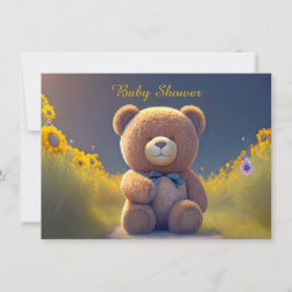 Teddybeer in een weide, schattig baby shower kaart