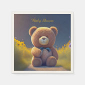 Teddybeer in een weide, schattig baby shower servet (Voorkant)