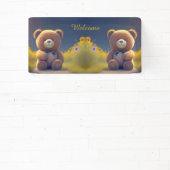 Teddybeer in een weide, schattig baby shower spandoek (Insitu)