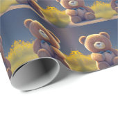 Teddybeer in een weide, schattig kinder elke leeft cadeaupapier (Rol Hoek)