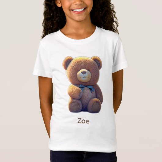 Teddybeer in een weide, schattig kinder t-shirt (Voorkant)