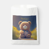 Teddybeer in een weide, schattig op maat bedankzakje (Voorkant)
