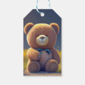 Teddybeer in een weide, schattig op maat cadeaulabel (Achterkant)