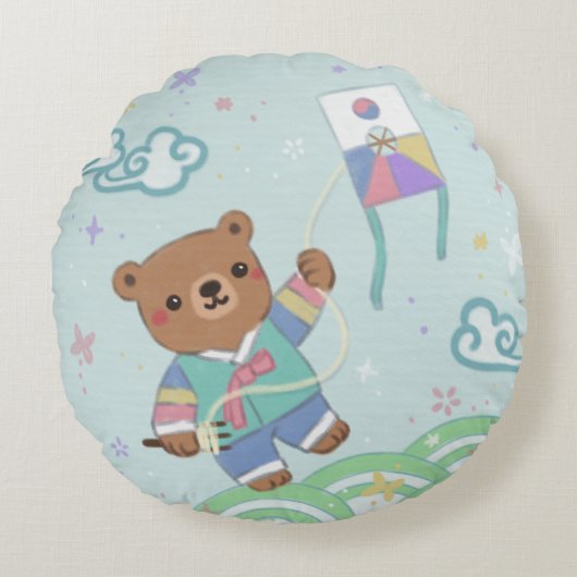 Teddybeer in Hanbok: vliegeren Rond Kussen (Voorkant)