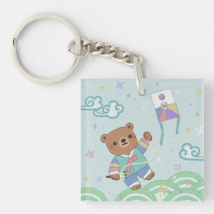 Teddybeer in Hanbok: vliegeren Sleutelhanger