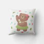 Teddybeer in Hawaii Illustratie Kussen (Achterkant)