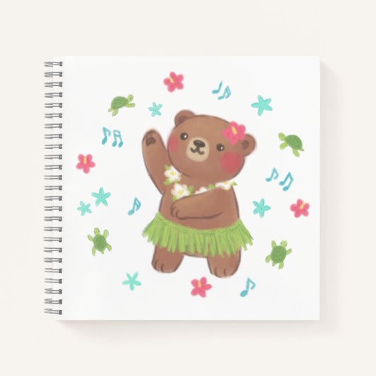 Teddybeer in Hawaii Illustratie Notitieboek (Voorkant)