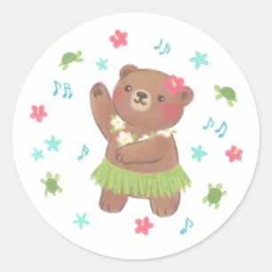 Teddybeer in Hawaii Illustratie Ronde Sticker