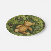 Teddybeer in het bos art nouveau stijl papieren bordje (Gekanteld)