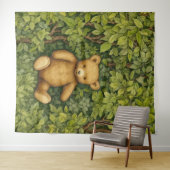 Teddybeer in het bos art nouveau stijl wandkleed (In Situ (horizontaal))