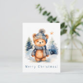 Teddybeer in het bos, gepersonaliseerd briefkaart (Staand voorkant)