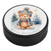 Teddybeer in het bos, gepersonaliseerd hockey puck (3/4)