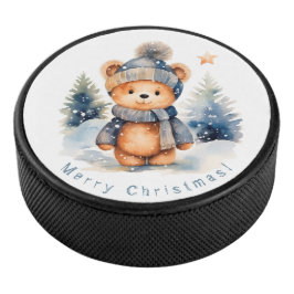 Teddybeer in het bos, gepersonaliseerd hockey puck