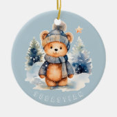 Teddybeer in het bos, gepersonaliseerd keramisch ornament (Voorkant)