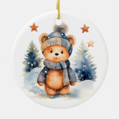 Teddybeer in het bos, gepersonaliseerd keramisch ornament (Achterkant)