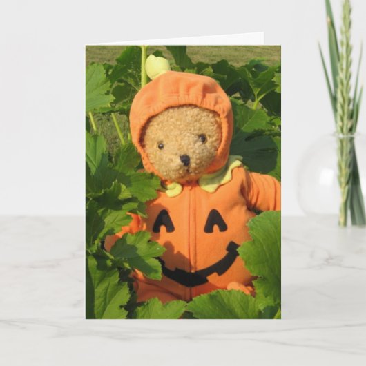 Teddybeer in het Flard van de Pompoen Kaart (Voorkant)