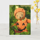 Teddybeer in het Flard van de Pompoen Kaart (Gele Bloem)