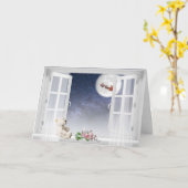 teddybeer in het kerstraam kaart (Gele Bloem)