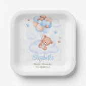 Teddybeer in het Sky Baby shower Papieren Bordje (Voorkant)
