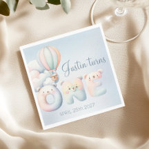 Teddybeer in hete luchtballon voor 1e verjaardag j