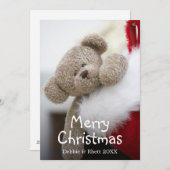 Teddybeer in kerstkous feestdagenkaart (Voorkant / Achterkant)