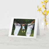 Teddybeer in Sokken op een kledinglijn Kaart (Gele Bloem)