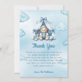 Teddybeer in Tent Baby shower Dank u kaart (Voorkant)