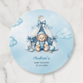 teddybeer in tentblik Baby shower Bedankjes Labels