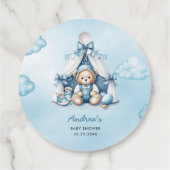 teddybeer in tentblik Baby shower Bedankjes Labels (Achterkant)