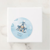 teddybeer in tentblik Baby shower Bedankjes Labels (In situ)