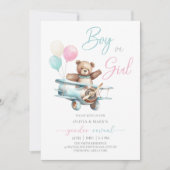 Teddybeer in vliegtuig Baby Geslacht onthullen Kaart (Voorkant)