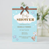 teddybeer-invitatie RSVP kaartje (Staand voorkant)