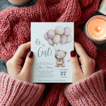 Teddybeer is een meisje Paarse beige ballonnen