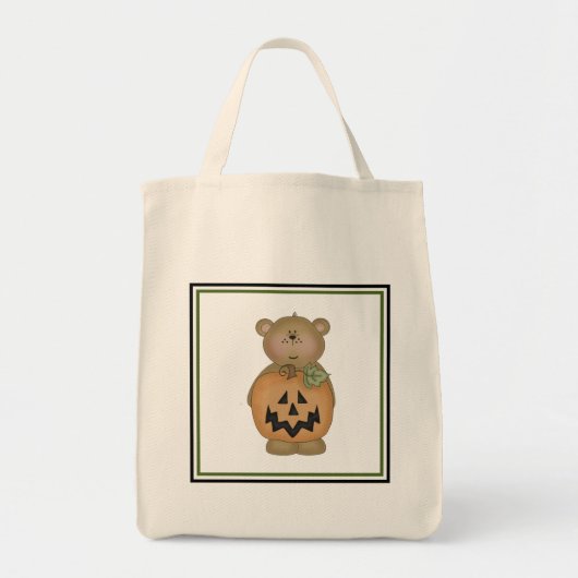Teddybeer Jack O'Lantern Pompoen Tote Bag (Voorkant)