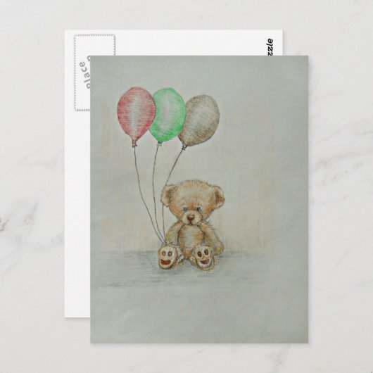 teddybeer jarig briefkaart (Voorkant / Achterkant)