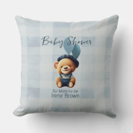 Teddybeer Jean Baby shower blauw Sierkussen