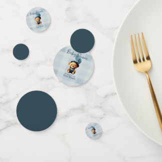 Teddybeer Jean Baby shower Blue Confetti