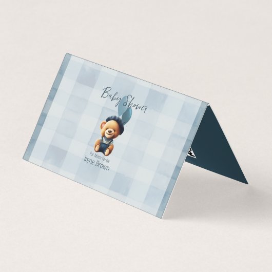 Teddybeer Jean Baby shower Blue Enclosure Kaart (Voorkant)